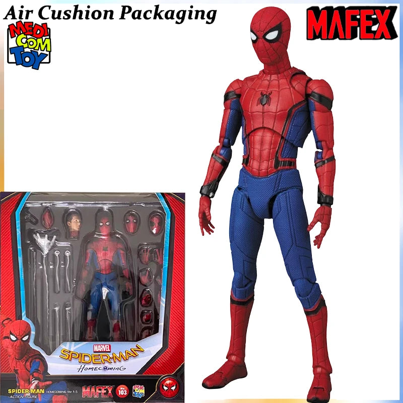 MEDICOM TOY Genuine MAFEX Series Spider-Man Upgrade The Battle Suit Peter Parker Ver.1.5 Superhero Action Figures Model Toys