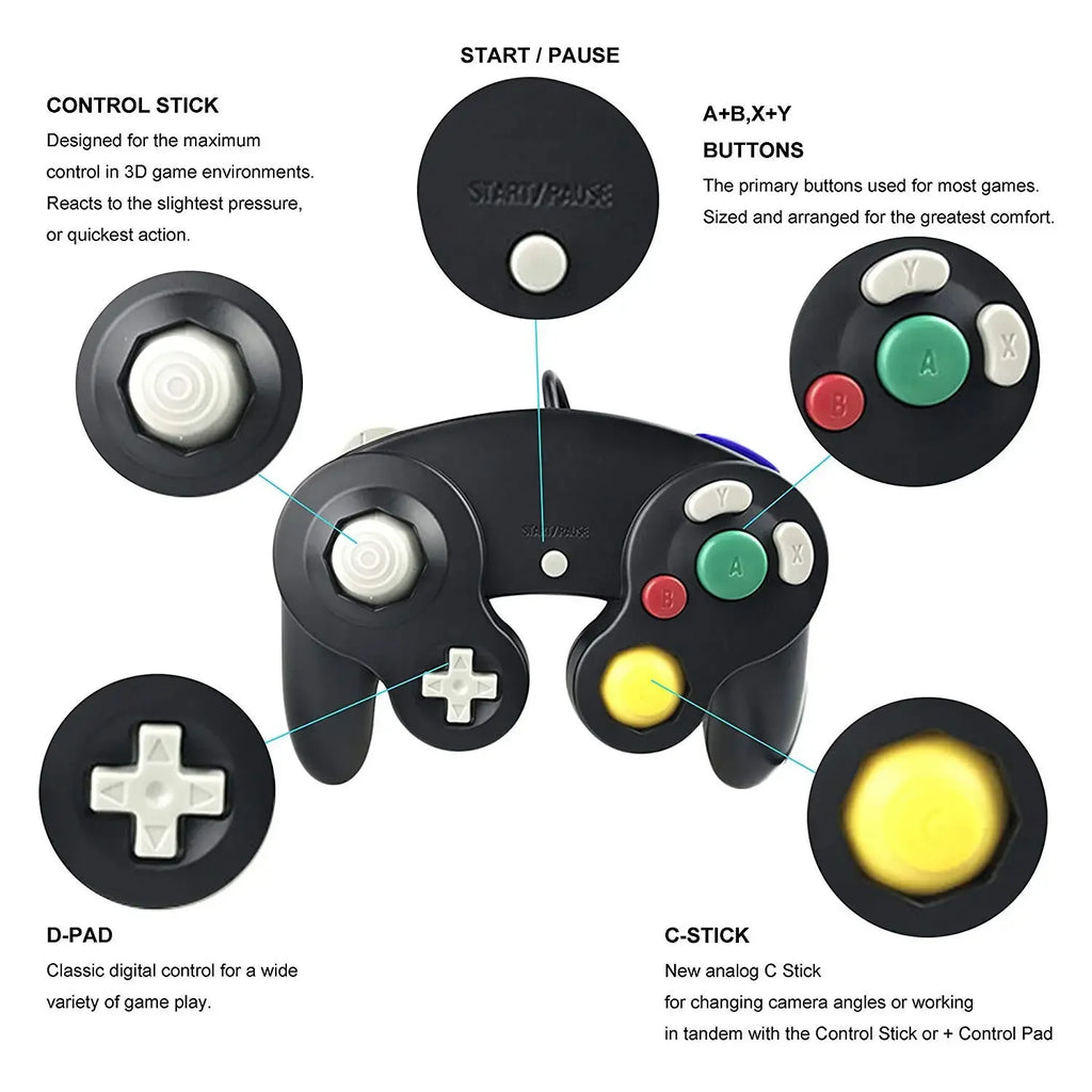 For Game Cubes Controller Single Button For NGC For GC Controller For PC NGC Wired Gamepad Joystick