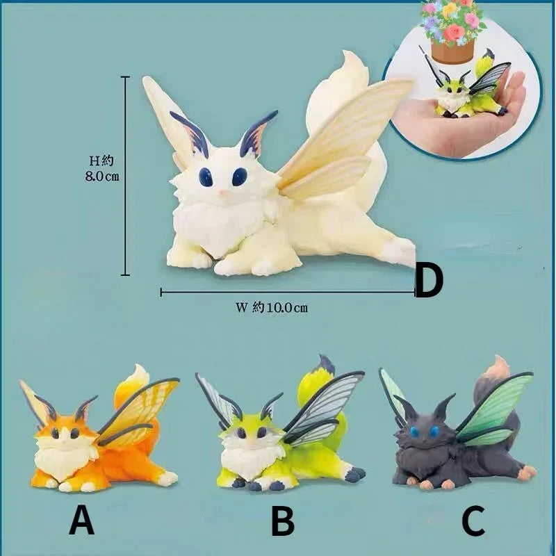 Kawaii Figur Schmetterling Katze Seidenraupe Motte Katze Statuette Montage Spielzeug Ornament Cartoon Pvc Action Desktop Dekorieren