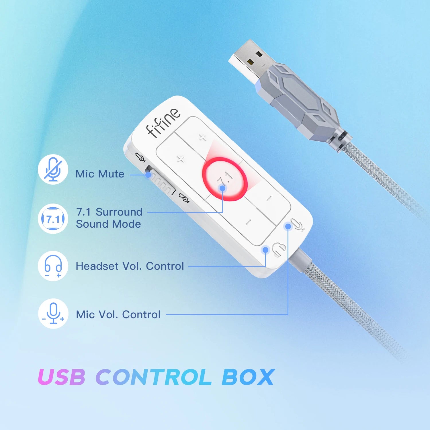 FIFINE USB-Gaming-Headset mit 7.1 Surround Sound/3,5-mm-Klinkenstecker/Mikrofon, Over-Ear-Kopfhörer mit Kabel für PC PS4/5 Xbox Ampligame H9W