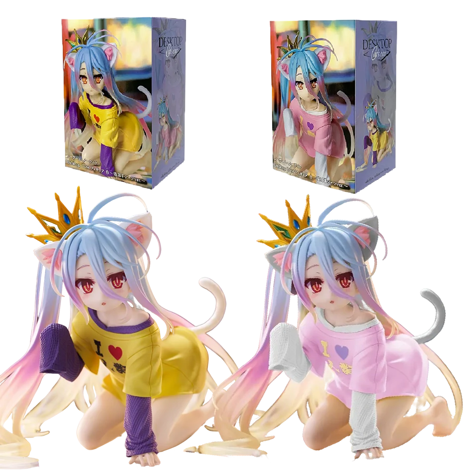 Original Genuine NO GAME NO LIFE 13cm Shiro Action Figure Figurine Collection Model Toy Kawaii Doll Desktop Decoration Gift