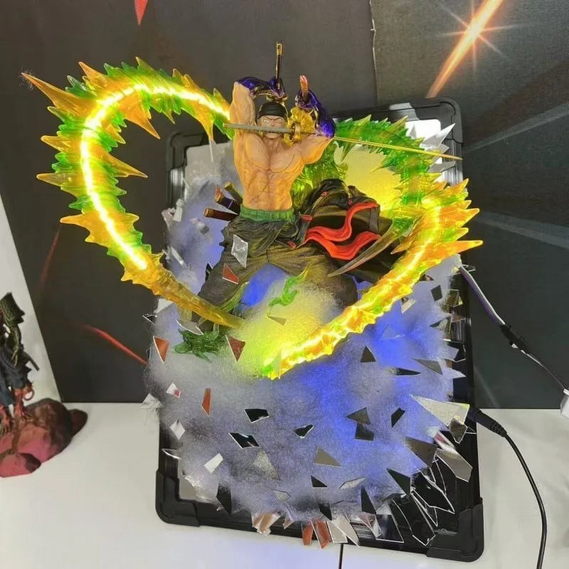 40cm One Piece Figure Roronoa Zoro Can Glow Anime Collection Model Desktop Ornament Decorations Holiday Gifts Children Toys