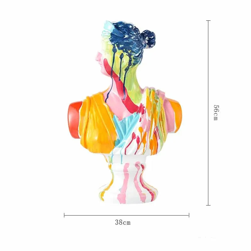 75CM David Bust Head Portraits Figurines Sculpture Michelangelo Resin Apollo Statue Nordic Decor Large Size Graffiti Art Crafts