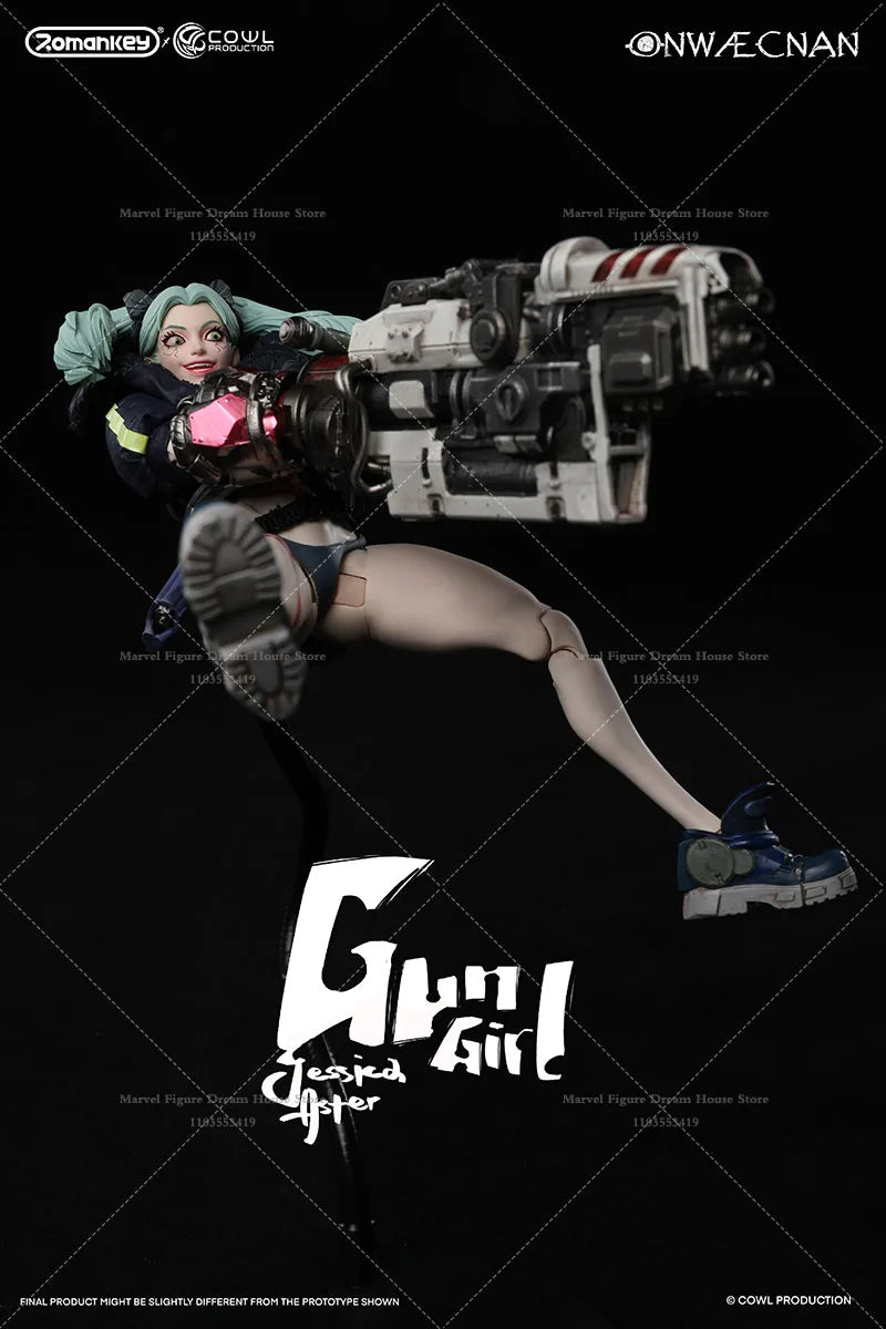 Romankey X COWL 1/12 Scale Rebecca Rebellious Gun Girl Cyberpunk Future Fantasy Anime 6-inch Full Set Action Figure Soldier
