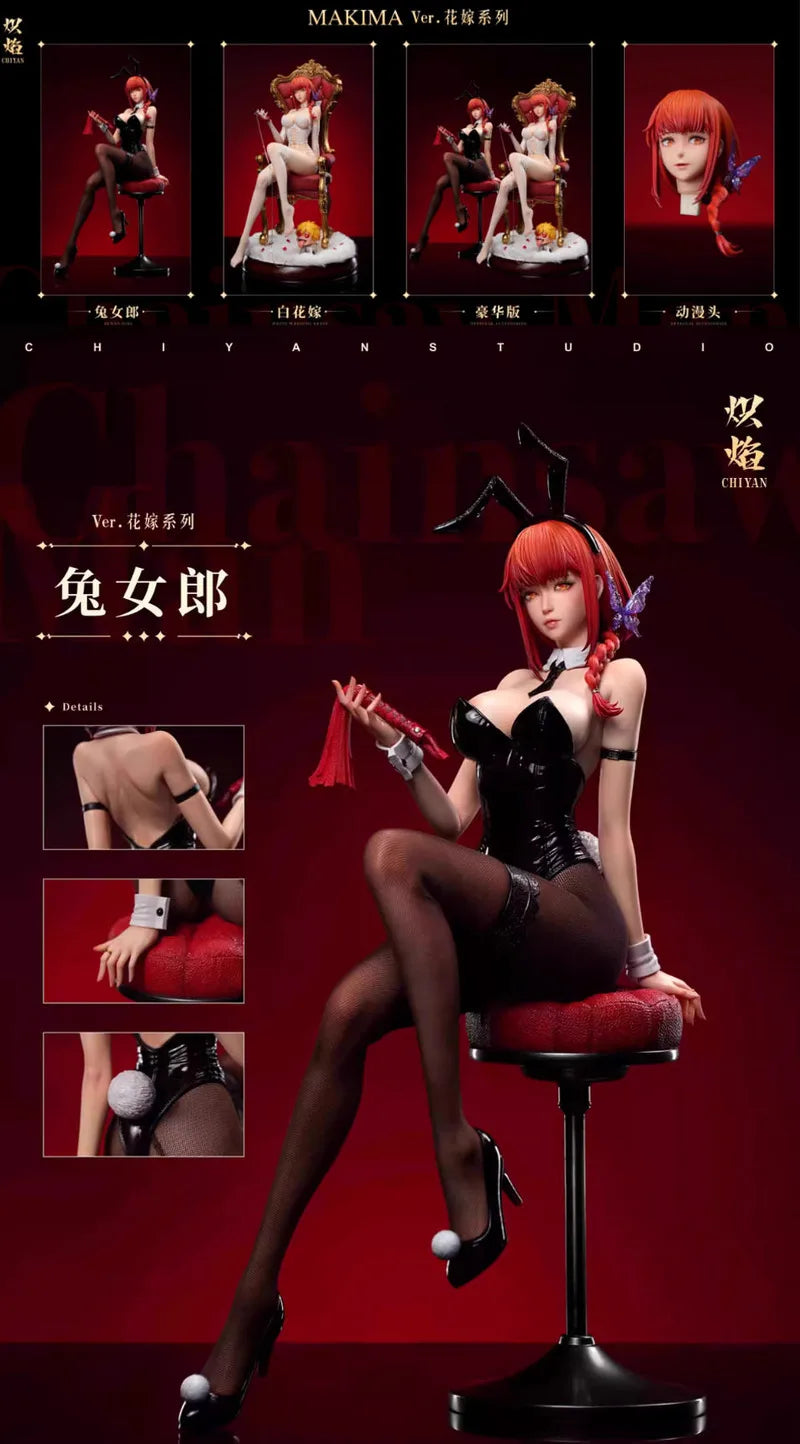 Action Figures 45cm New Chainsaw Man Control Devil Makima Bunny Girl PVC Figure Statue Model Toy