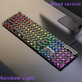 Пънк стил механична клавиатура 104 клавиша USB кабелна геймърска клавиатура RGB подсветка за компютър, лаптоп, геймъри, кабелна клавиатура Plug and Play