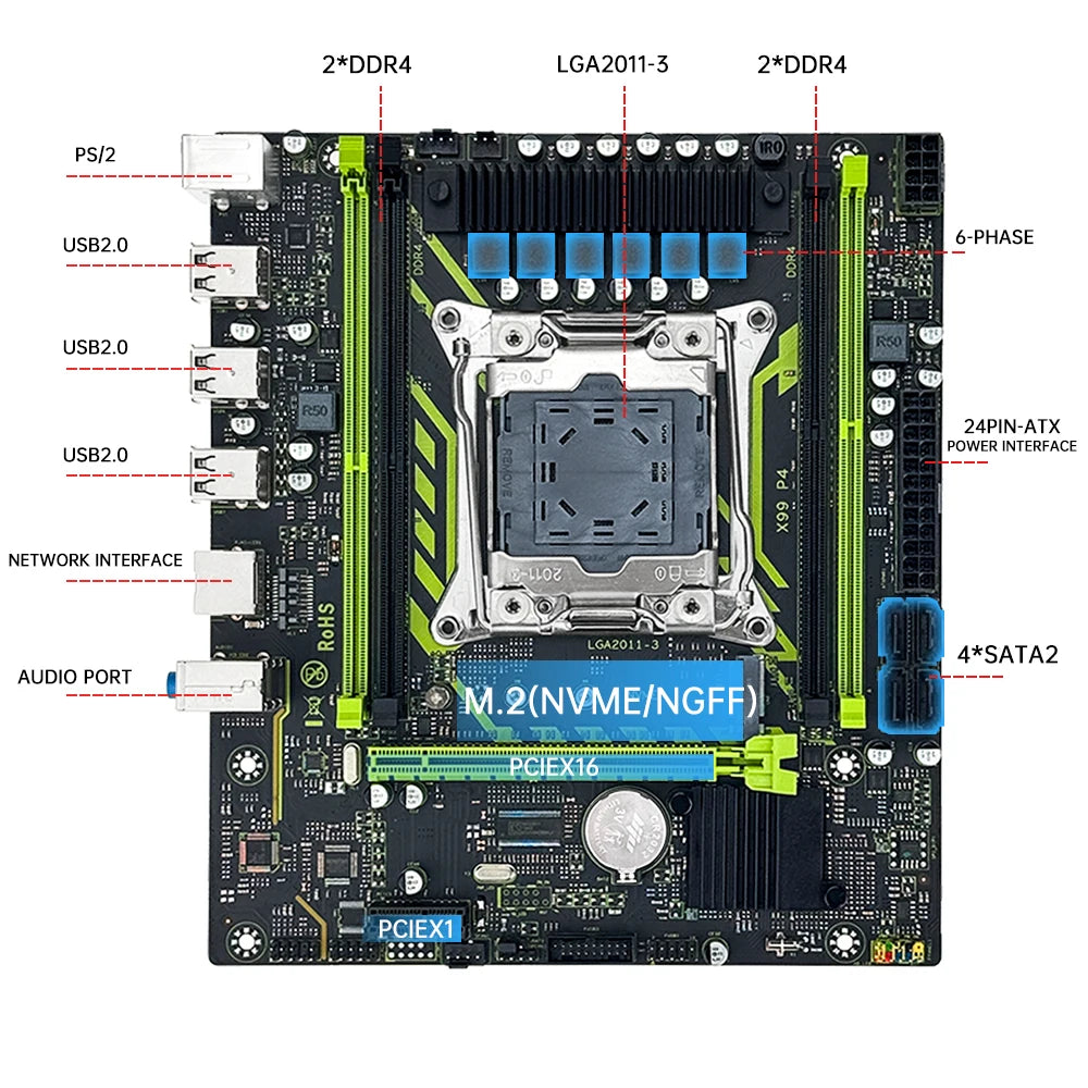 SOYO X99 Motherboard Kit With Intel Xeon E5 2650 V3 CPU & Dual-channel DDR4 8Gx2 2133MHz ECC RAM for Gaming Computer components