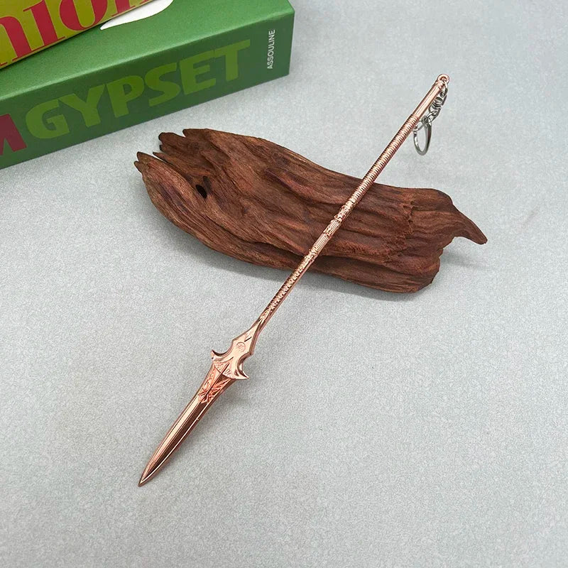 Mini Kratos Sword Key Chain Pendant For Men God of War 9cm Blades of Chaos Tiny Weapon Key Ring with Stand Accessories Keychain