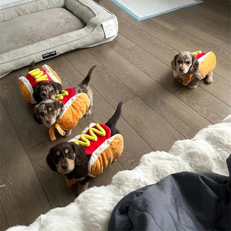 Funny Halloween Dog Costumes Hot Dog Shaped Dachshund Sausage Adjustable Clothes Pet Apparel Dressing Up Cat Party Costume Suit