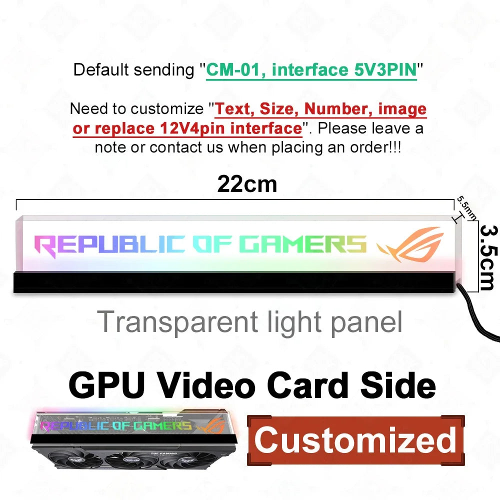 ICY MOD Transparent Acrylic ARGB Luminescent Board Customized VGA Side Decorative Panel PC Case Appearance MOD Computer Gamer