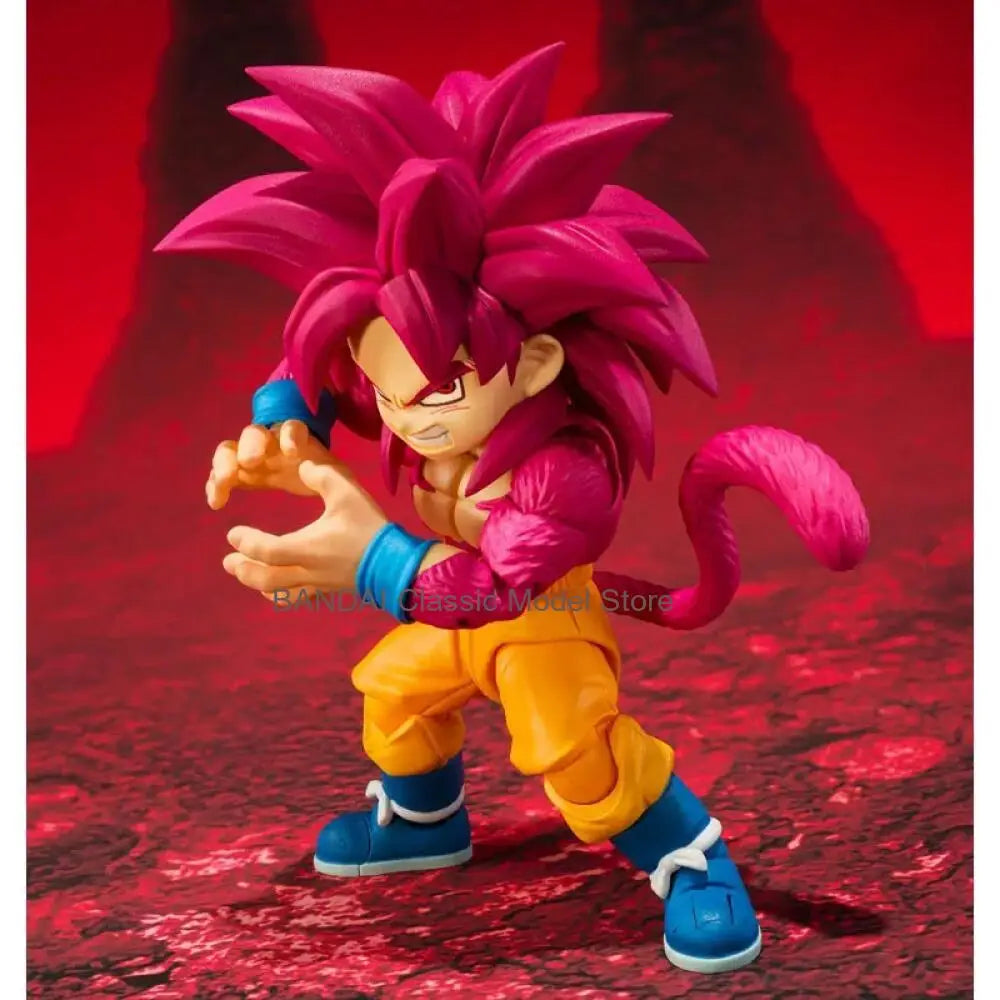 In Stock BANDAI Original Box S.H.Figuarts DRAGON BALL SON GOKU MINI SSJ4 SHF Action Figure Model Gift for Kid Foam Box Packaging