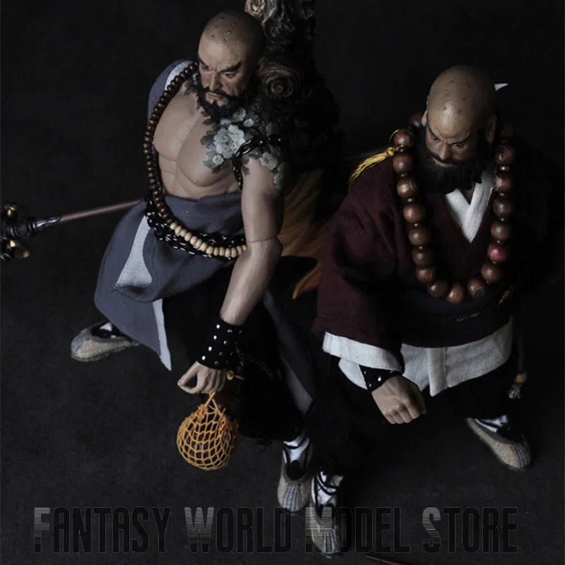 Collectible 1/6 Scale The Water Margin Buddhist Monk Lu Zhishen Figure with Double Heads Bodies 12" Action Figure Full Set Model