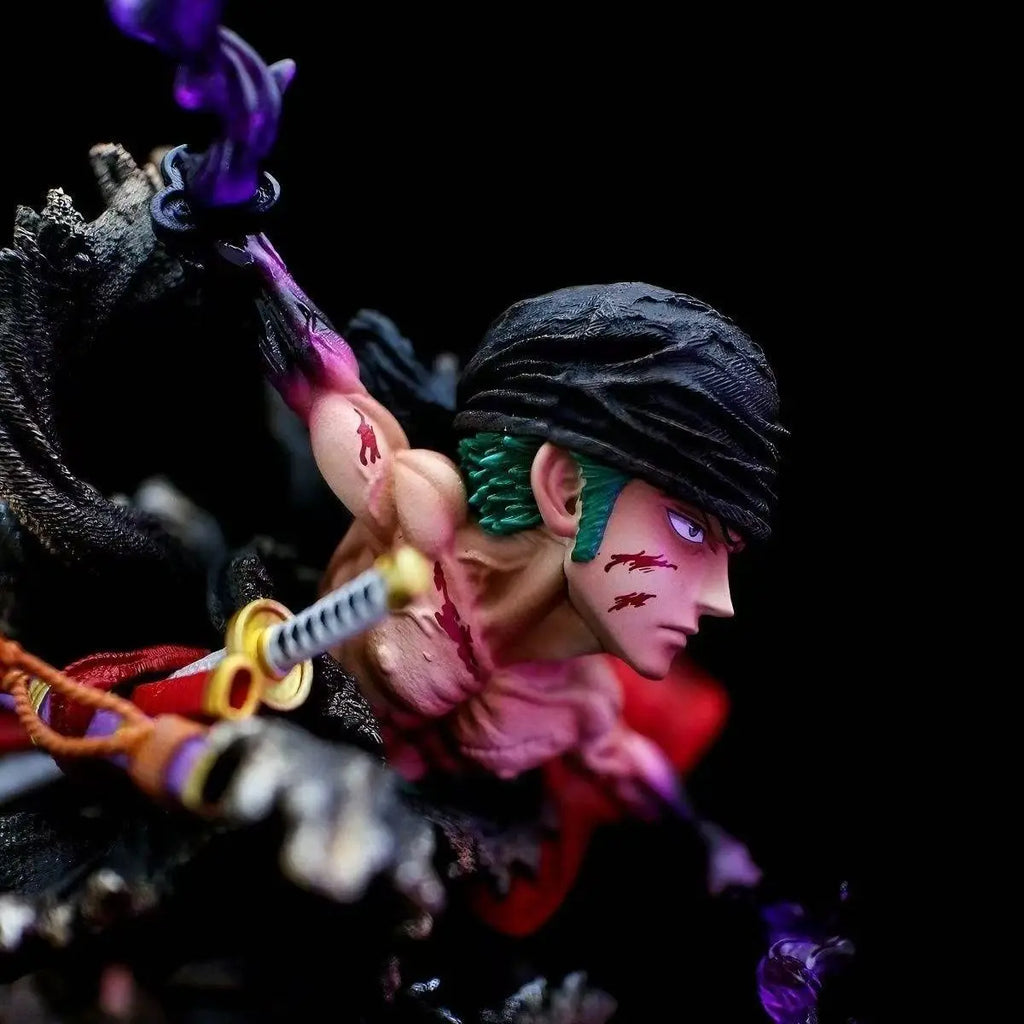 Anime One Piece Figuren Zoro Vollbeschichtung Q Version Gk Roronoa Zoro Actionfigur Modell PVC Puppensammlung Spielzeug Geschenk 8 cm