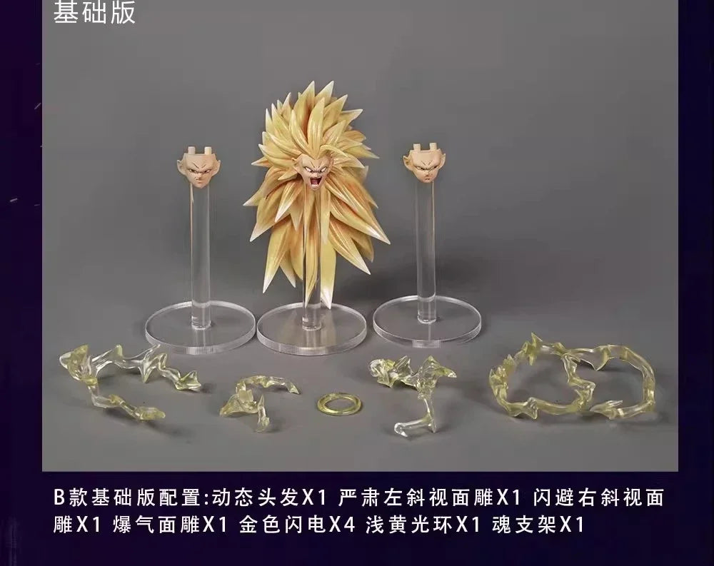 Spot  SSW Scout Workshop Dragon Ball SHF Super Saiyan SSJ3 Head Sculpture Special Effects Dragon Fist Statue Collection Gift