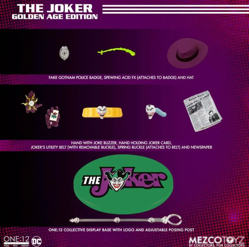 In-Stock Mezco Golden Age Joker Articulated Action Figure Toy (Brand New)