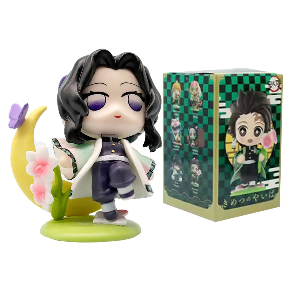 Anime 6Pcs/Set Q Version Demon Slayer Figurine  Boxed Model Ornament Accessory Cartoon Movability Kits Mascot Kid Toy Gift