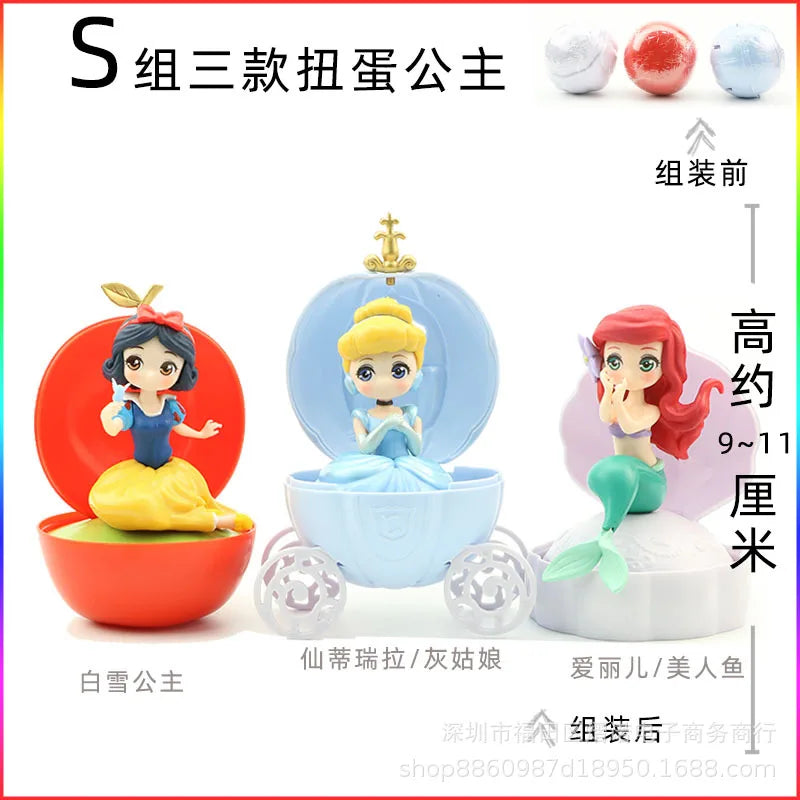 3pcs/set Creative Disney Princess Snow White Ariel Jasmine Cinderella Rapunzel Action Figure Toys Dolls Gift For Kids Girls