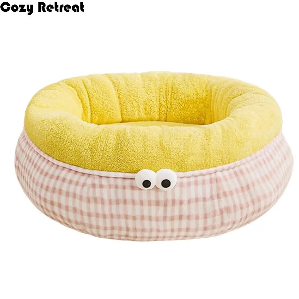 Breathable Cartoon Pet Dog Bed Soft Thickened Dog Sofa Bed Donut Shape Semi-surrounded Dog Kennel For Dogs Puppy Kitten