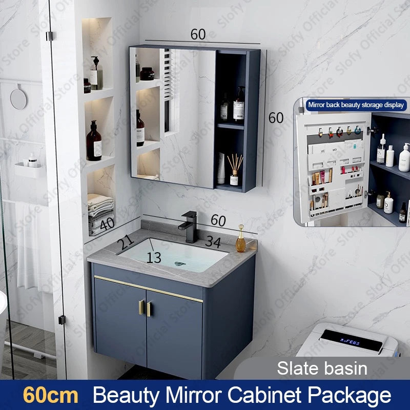 Beauty Mirror Cabinet Integrated With Artistic Ceramic Vessel Sink Multifunctional Bathroom Vanity Modern Bathrooms Furniture