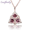 LOVERJEWELRY Lovely Flower Design 18Kt Rose Gold Diamonds Pink Tourmaline Pendants for Girl Jewelry Gift WP066