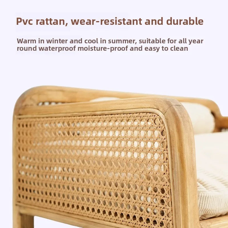 Handwoven Rattan Cat Bed Summer Breathable Pet Sofa Multi-Functional Cat Hammock Space-Saving Minimalist Lounge for Living Room