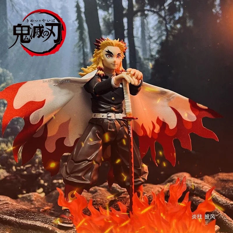 Demon Slayer Shf Series Аниме Rengoku Kyoujurou Ръчно изработено облекло Пламък с колона, подходящо за подвижен хуманоид размер 1/12