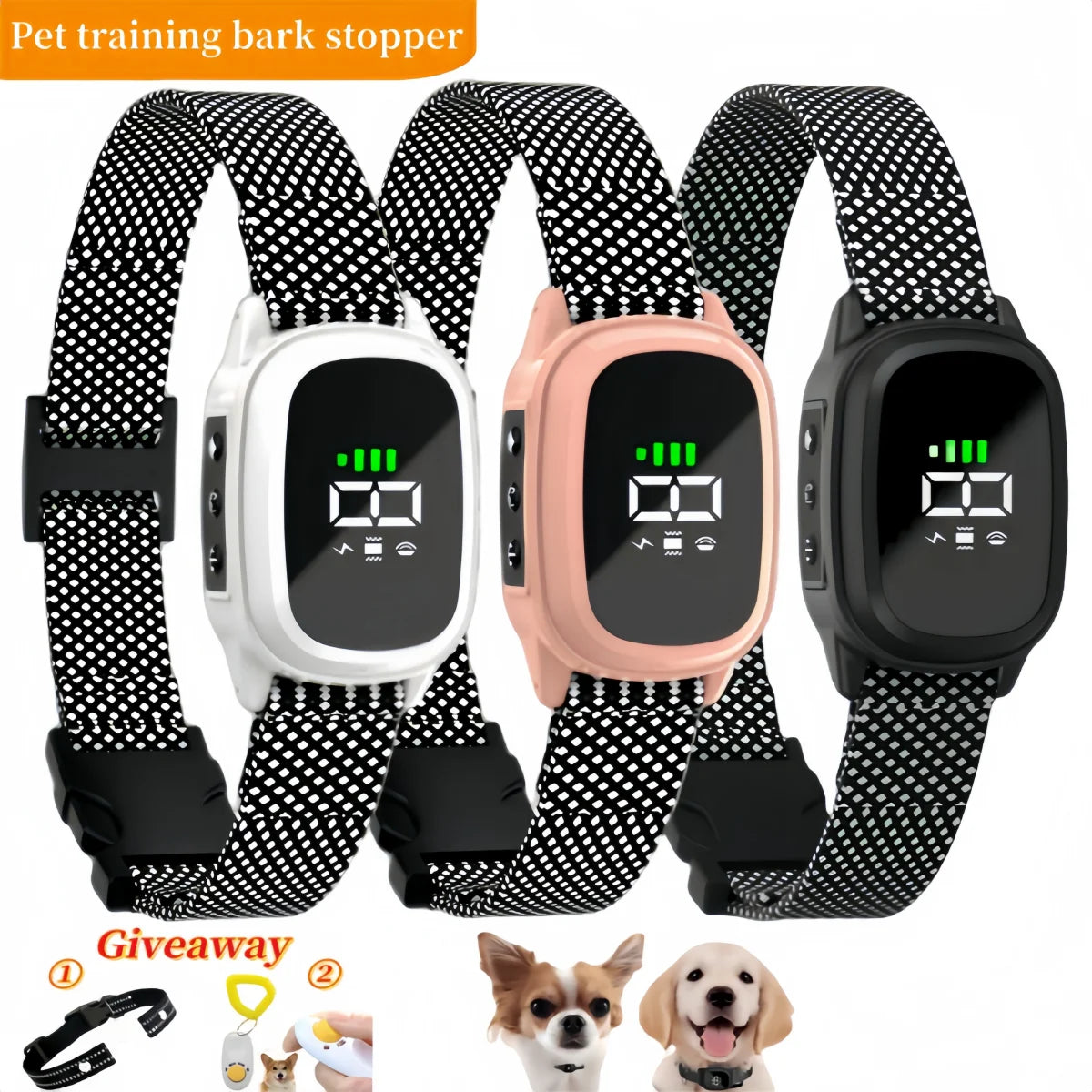Automatisches Antibellhalsband von YHLC, wiederaufladbar, stoppt Bellen, elektrisches Trainingshalsband für Hunde
