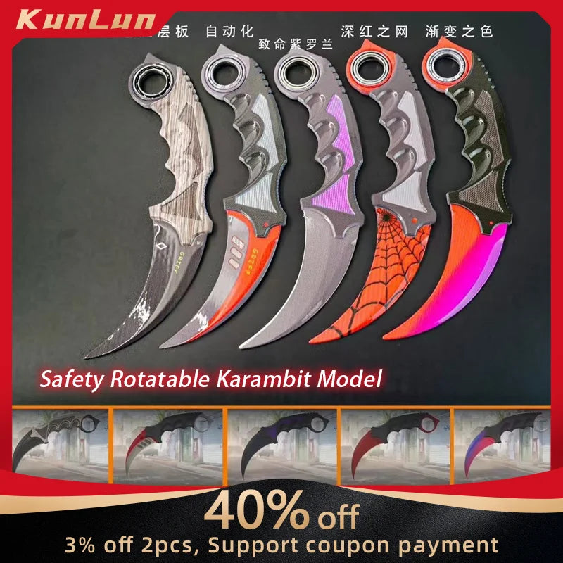 18 см игрален брояч, въртящ се, периферен, метален, модел, пурпурна мрежа/черна ламинирана дъска/градиентен цвят, нож с нокът, безопасен за играчки