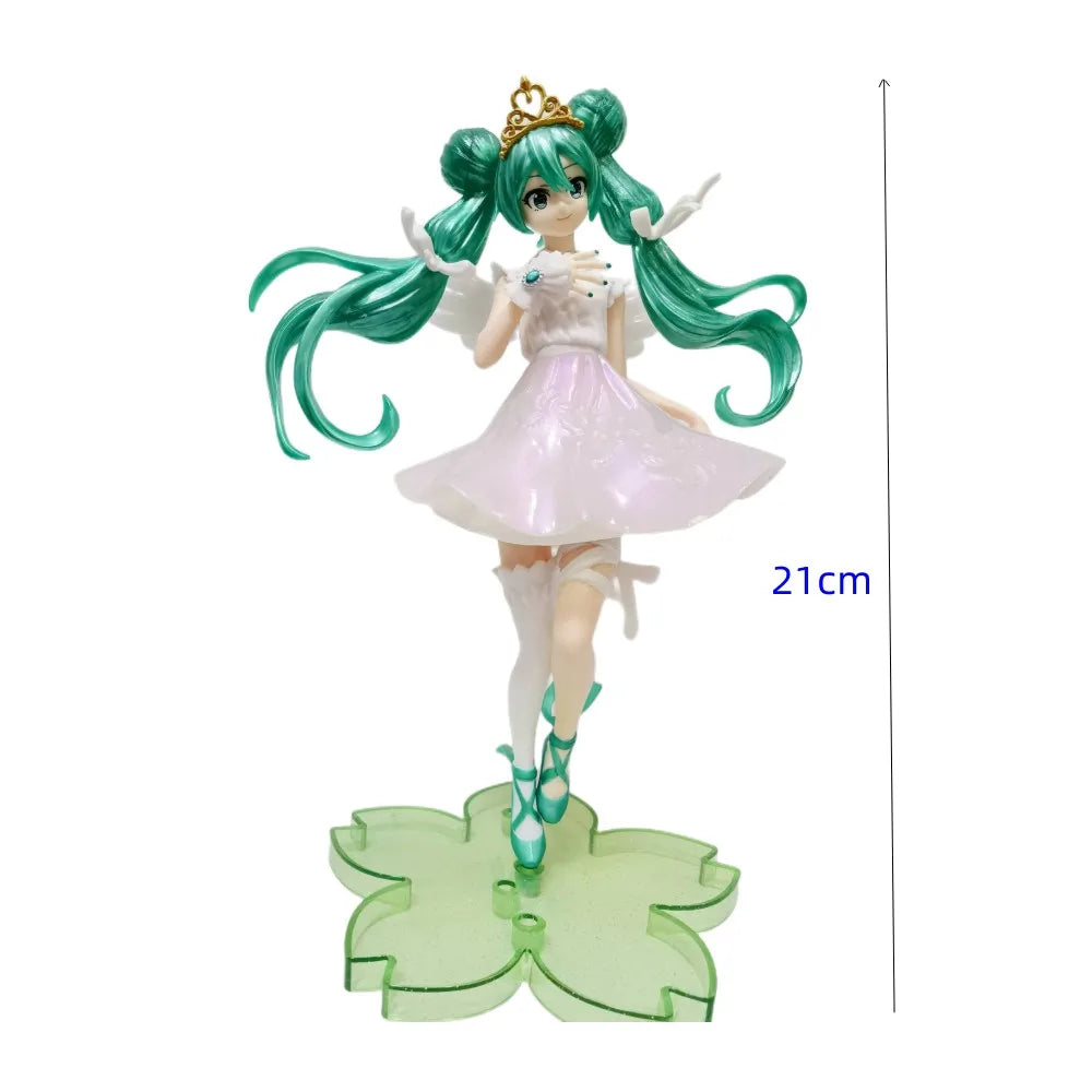 Neue Anime-Figur Hatsune Miku Virtual Singer Manga Figur Grün lange Haare rosa Rock Kawaii Mädchen PVC Actionfigur Modell Spielzeug