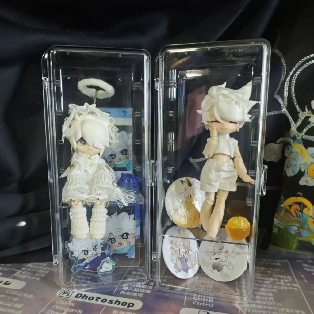 26cm High Transparency Doll Display Case BJD Storage Box Mini Showcase Dustproof Cabinet for OB11 1/12 1/6 Dolls GSC Figures