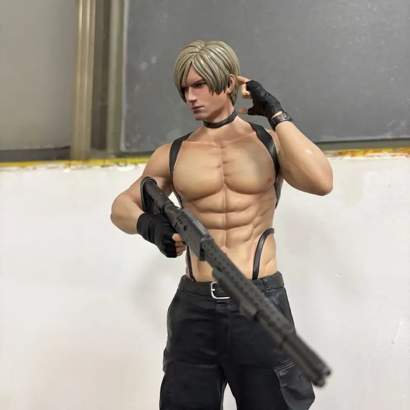 Resident Evil Leon Kennedy Figure Third Generation Gk Statue Leather Coat Zombie Hunter Action Figure Model Gift For Anime Game