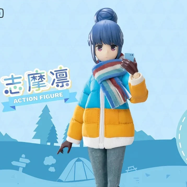 GONG Laid-Back Camp Cloth Action Figure Rin Shima Nadeshiko Kagamihara Anime Figurine Joint Movable Collection Model Toy Desktop