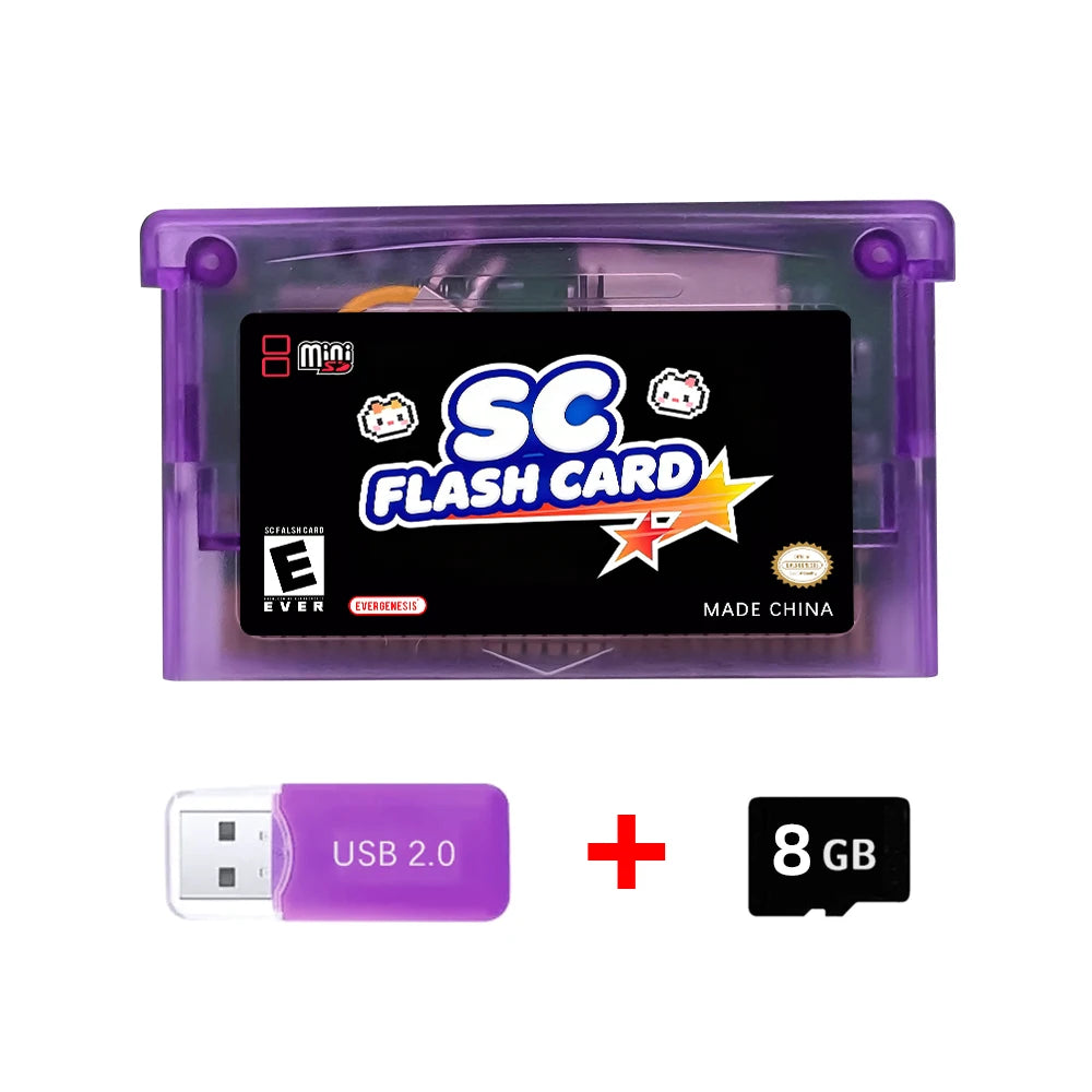 DGETG SCFW V2.0 GBA Flash Cart 5000+ Retro Games RTC 1M Flash NES Compatible with GBC GB NES DS Includes 8G TF Card