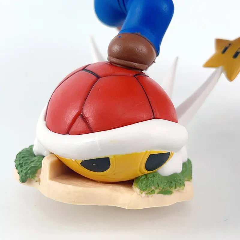 Mario Action Figure Toys 11.5cm Mario Running in Spiny Red Tortoise Shell Desktop Ornaments Gift for Kids Friends  No Box