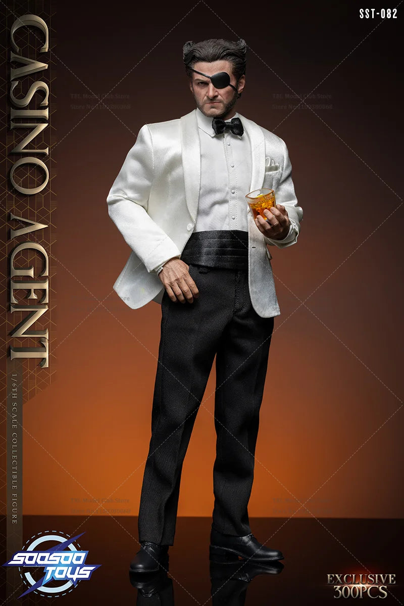 In Stock Soosootoys SST-082 1/6 Scale Eyepatch Logan White Suit Gambler 12-inch Full Set Action Figure Male Soldier Toys