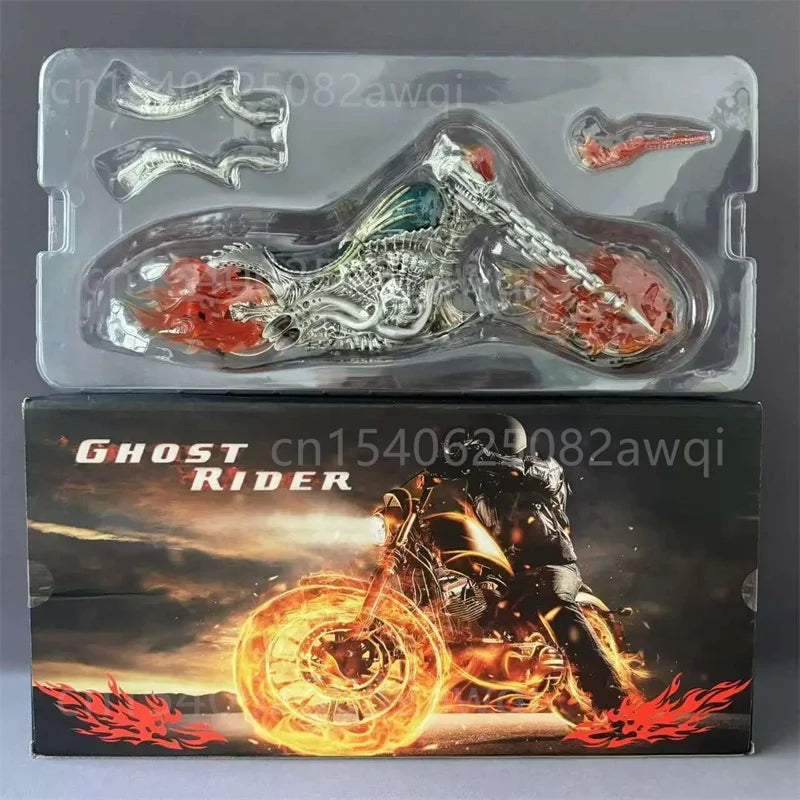 Ghost Rider with Motorcycle Figure 85th Anniversary Lighting Flame Glowing Luminous Collection Figura Model Toys Gifts 38CM