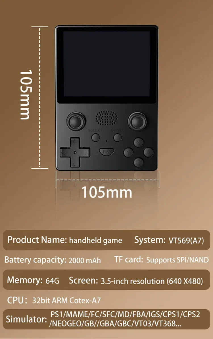 Retro Handheld Spiel Spieler Videospielkonsolen Gaming Gamepad Tragbare Konsole 64GB Tasche Spiel Maschine Linux System X5