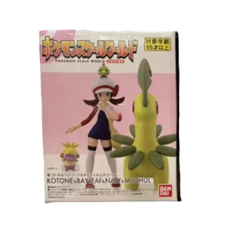 Bandai Original Scale World POKEMON Johto Region Kotone Bayleef Silver Croconaw Morty Celebi Anime Figures Toys for Kids Gift