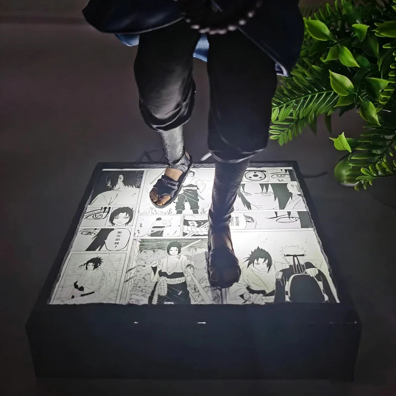 35cm Ninja Uchiha Sasuke Mantra Seal Rebirth Anime Light Up Figure Collection Model Toy PVC Statue Desktop Ornament Toy Boy Gift