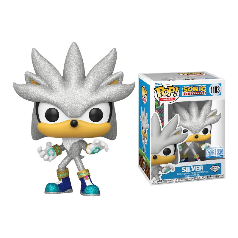 FUNKO POP Original Sonic Anime Figure Silver 1103 Action Figure Toys for Boys Girls Kids Gift Collectible Model Ornaments