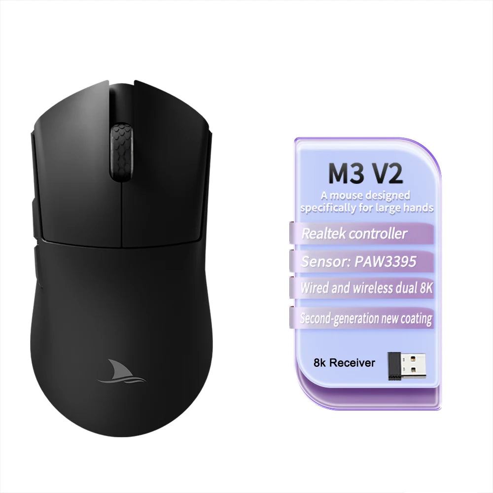 Motospeed Darmoshark M3 V2 Doppel 8K Gaming Maus Bluetooth Wireless 26K DPI PAW3395 Sensor Makro Spiel Maus Für Laptop PC