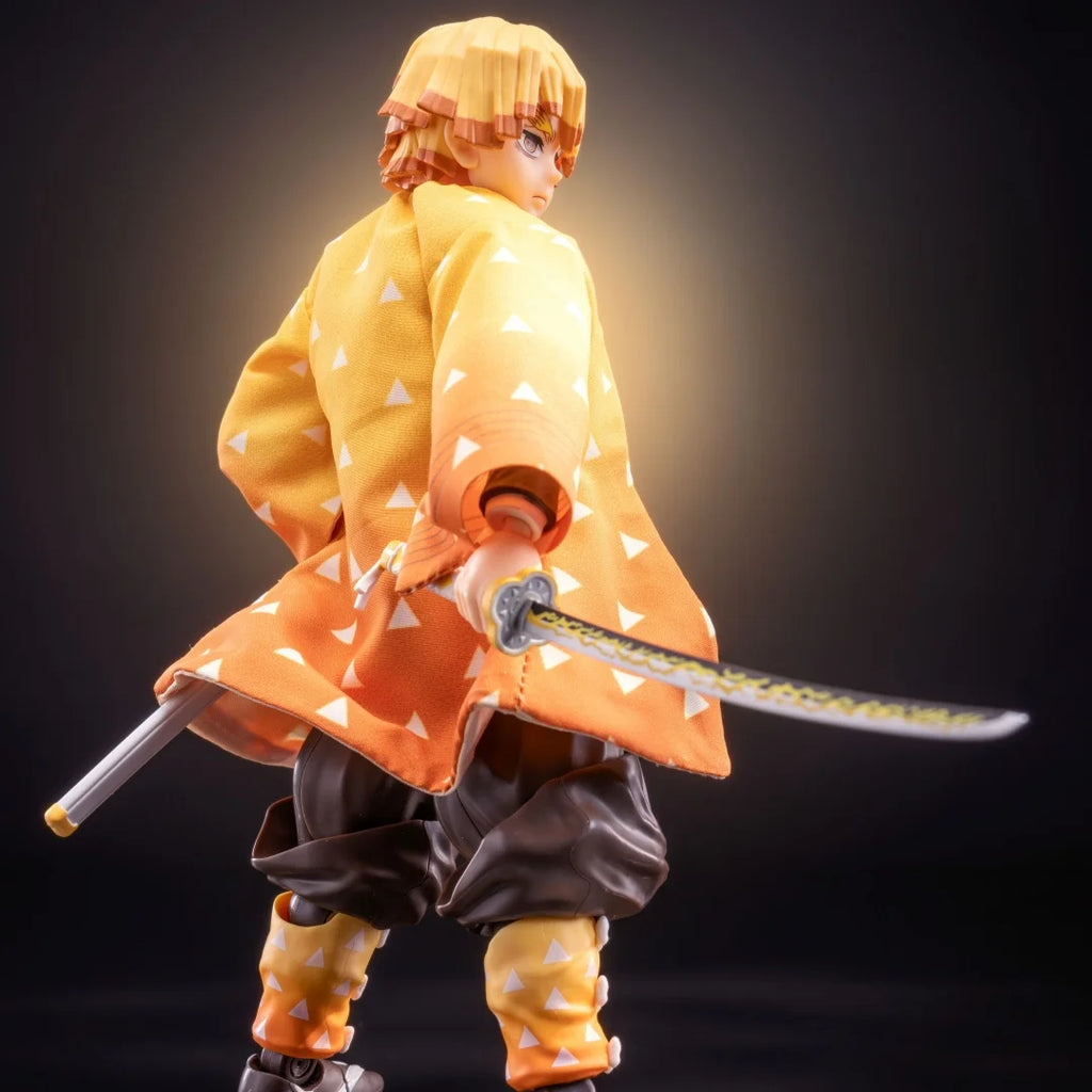 Demon Slayer Shf Anime Handmade Agatsuma Zenitsu Cloak kimono and feather weaving Built In Iron Wire Is Suitable for 1/12 Toy