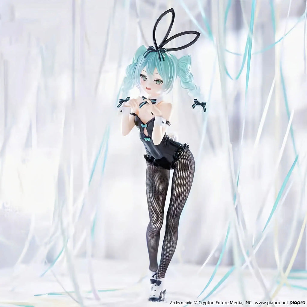 28cm Hatsune Miku Anime Girl Figures Cartoon Black Silk Rabbit Girl Miku Figurines Car Decoration Doll Model Kids Toys Fans Gift