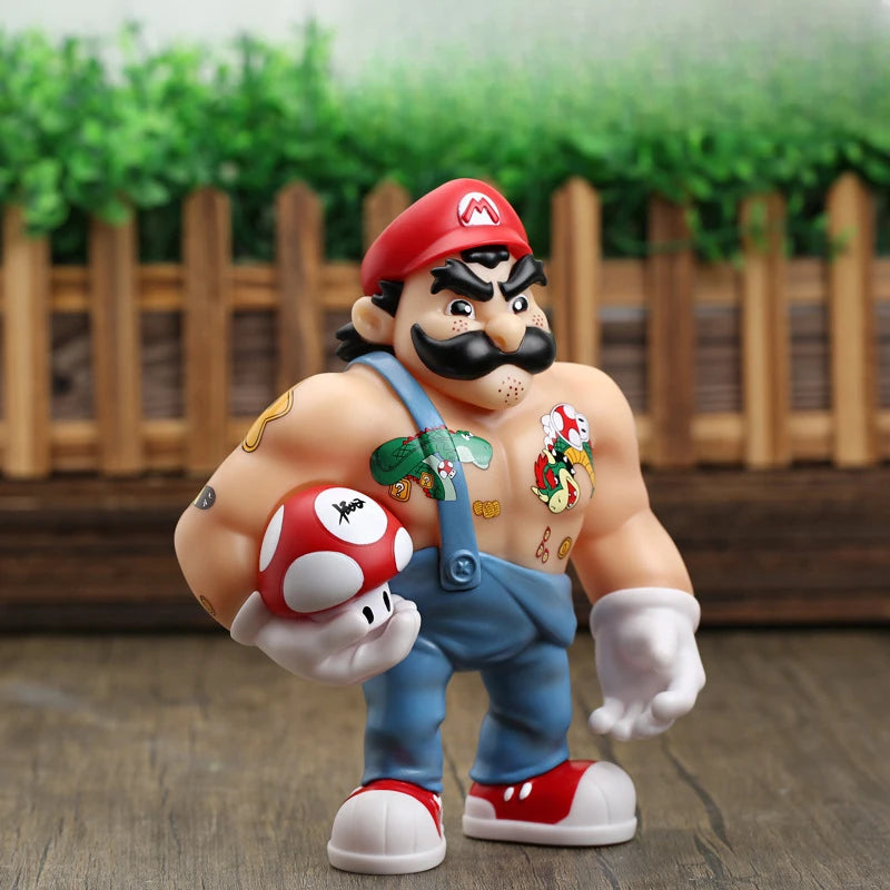 20/33cm Super Marios Bros Action Figures Funny Anime Figures Luigi Cosplay Muscle Model Dolls Ornament Kids Toys Room Decoration