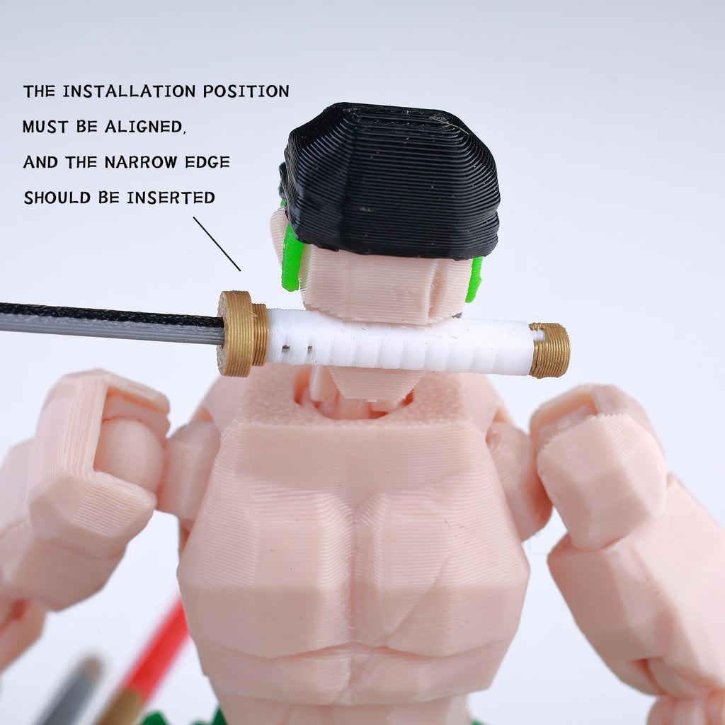 9L 3D-gedruckte One Piece Roronoa Zoro Lucky Dummy, 13 bewegliche Shapeshift-Actionfiguren, Schaufensterpuppen-Spielzeug für Anime-Liebhaber