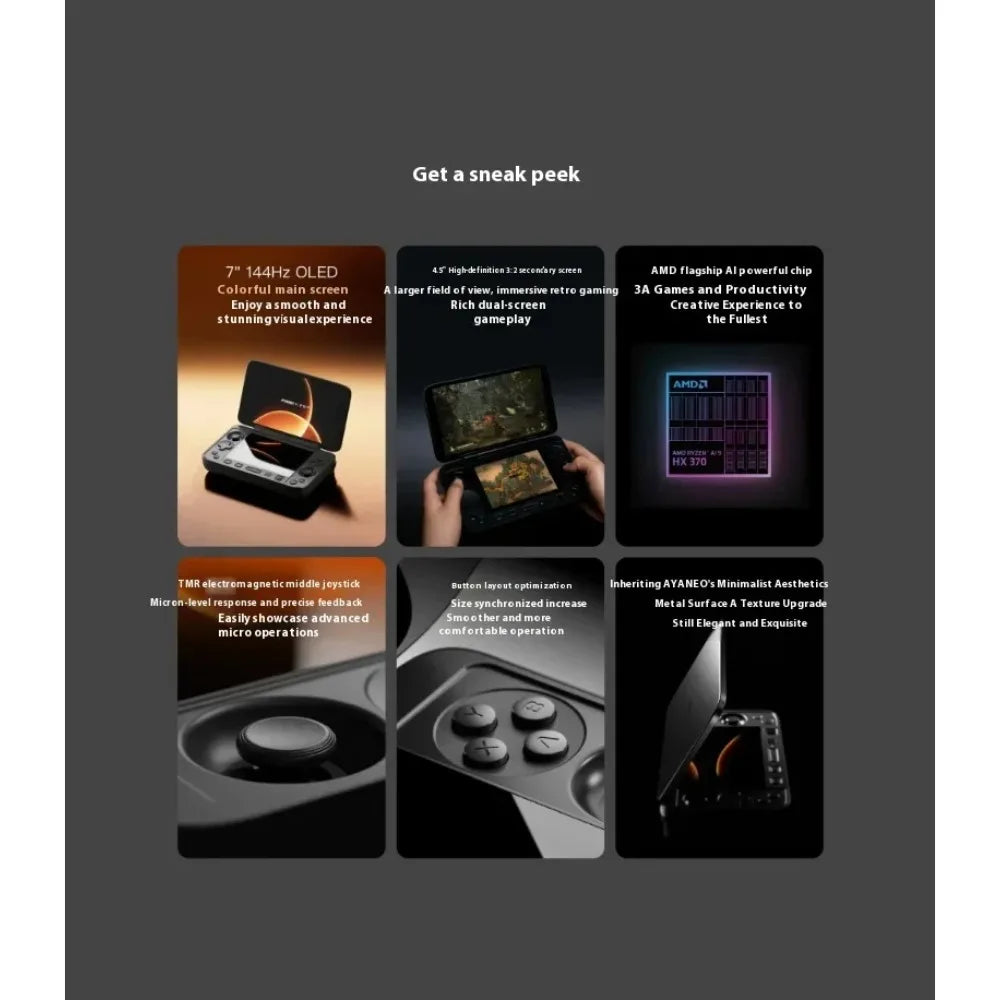 AYANEO Flip 1S DS Flip Game Console 7" 1080P 144Hz OLED Screen Portable Handheld Console HX370 8840U Dual Screens Game Machine