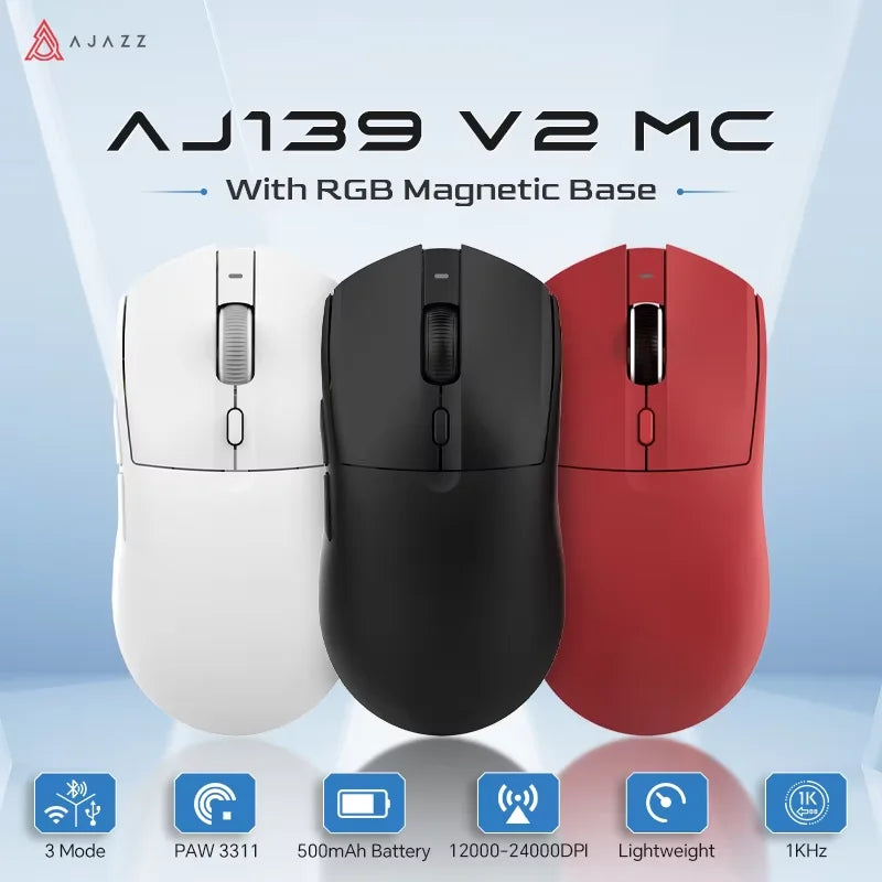 AJAZZ AJ139 V2 MC/AJ139PRO/AJ199 MC 2,4 GHz Wireless Gaming Maus PAW3311/PAW3395 Sensor 12000DPI/26000DPI Für PC Laptop Gamer