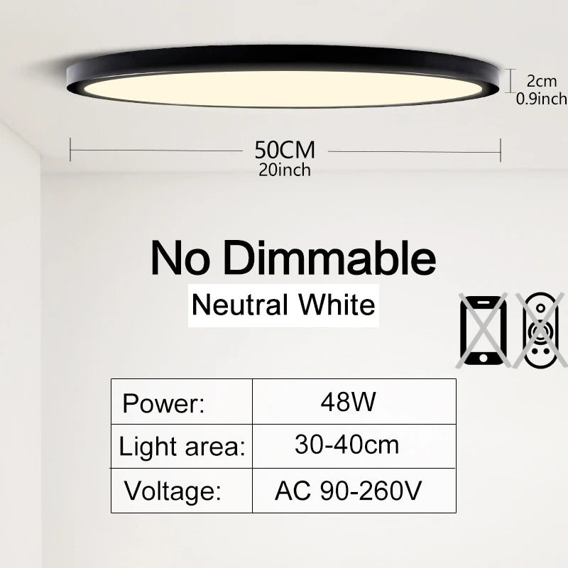 50CM Large Ceiling lamp Smart APP/ Remote Control Dimmable for Bedroom 48W Ceiling Lights AC 110/220V led lights for Living room
