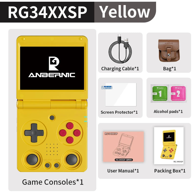 Anbernic RG34XXSP Flip-Handheld-Spielekonsole 3,4-Zoll-IPS-Bildschirm Linux 64-Bit 3300 mAh WIFI Zusammenklappbarer Retro-Video-Gaming-Player