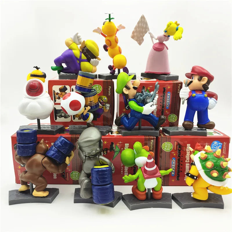 11pcs/set Super Mario with Box Action Figures Model Toys for Christmas Gift